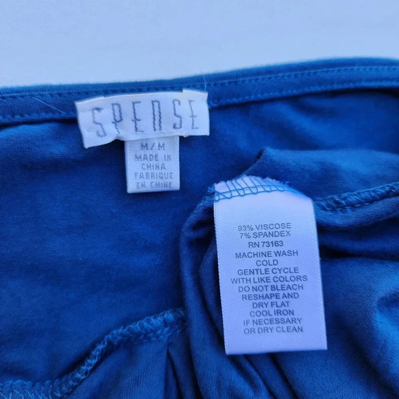 Spense Stretch Viscose Teal Turquoise Knee Length Dress Bell Sleeve V-Neck Sz M - Picture 7 of 10